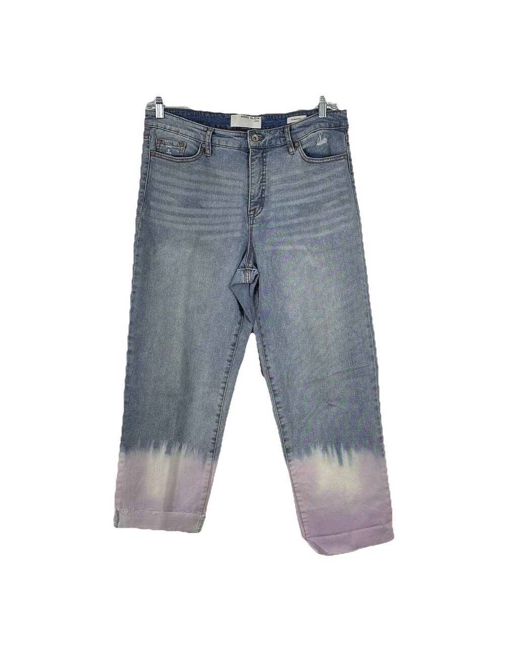 Anne Klein Jeans Womens’s 14 Straight Leg Pink Dip Dye effect at the cuffs